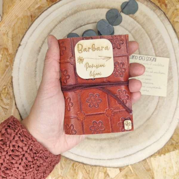 Taccuino in Pelle con Carta Artigianale – Mini Diario con Placca Personalizzabile